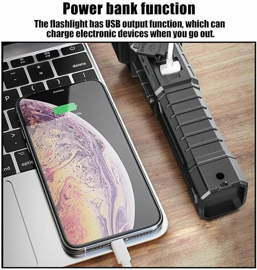 Rechargeable 1 Pcs Black Flashlight with Type-C Charging Port