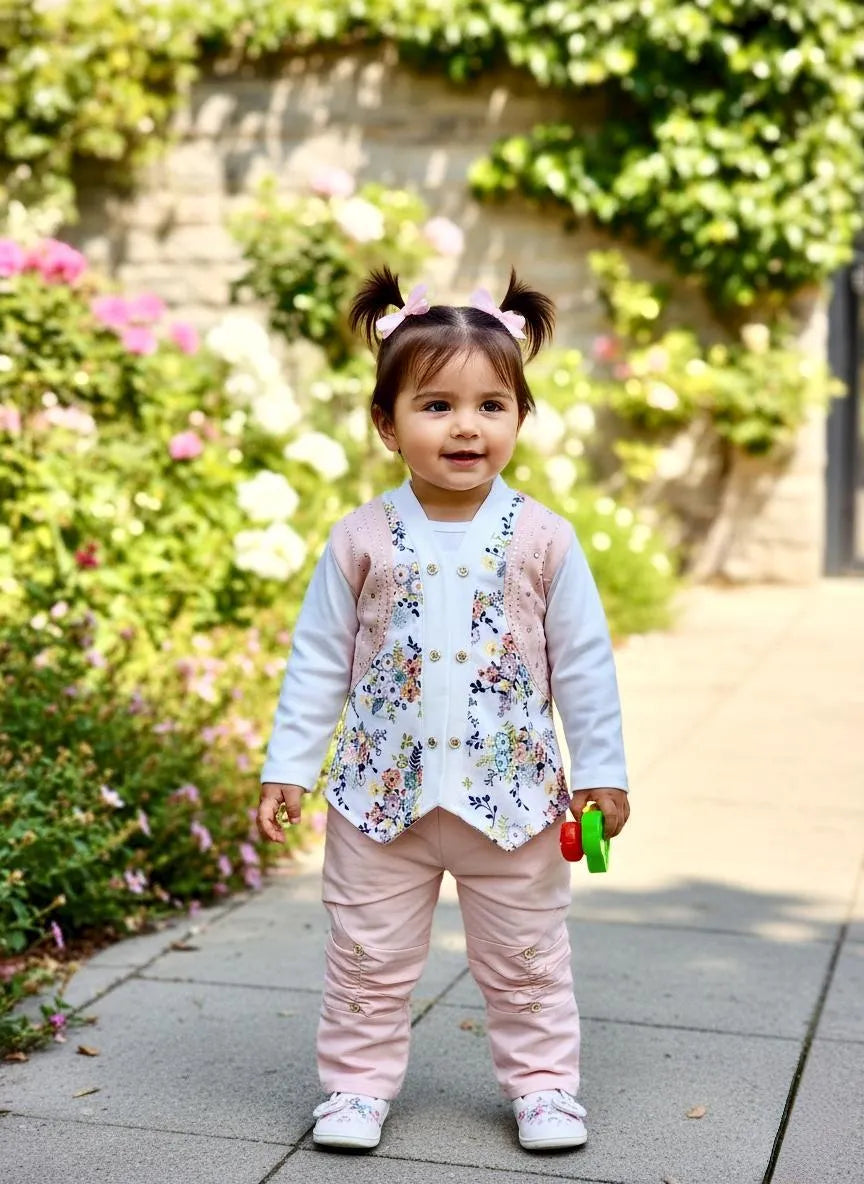 Baby Girl 2 Pcs Printed Shirt And Trouser Set 1 To 12 Month