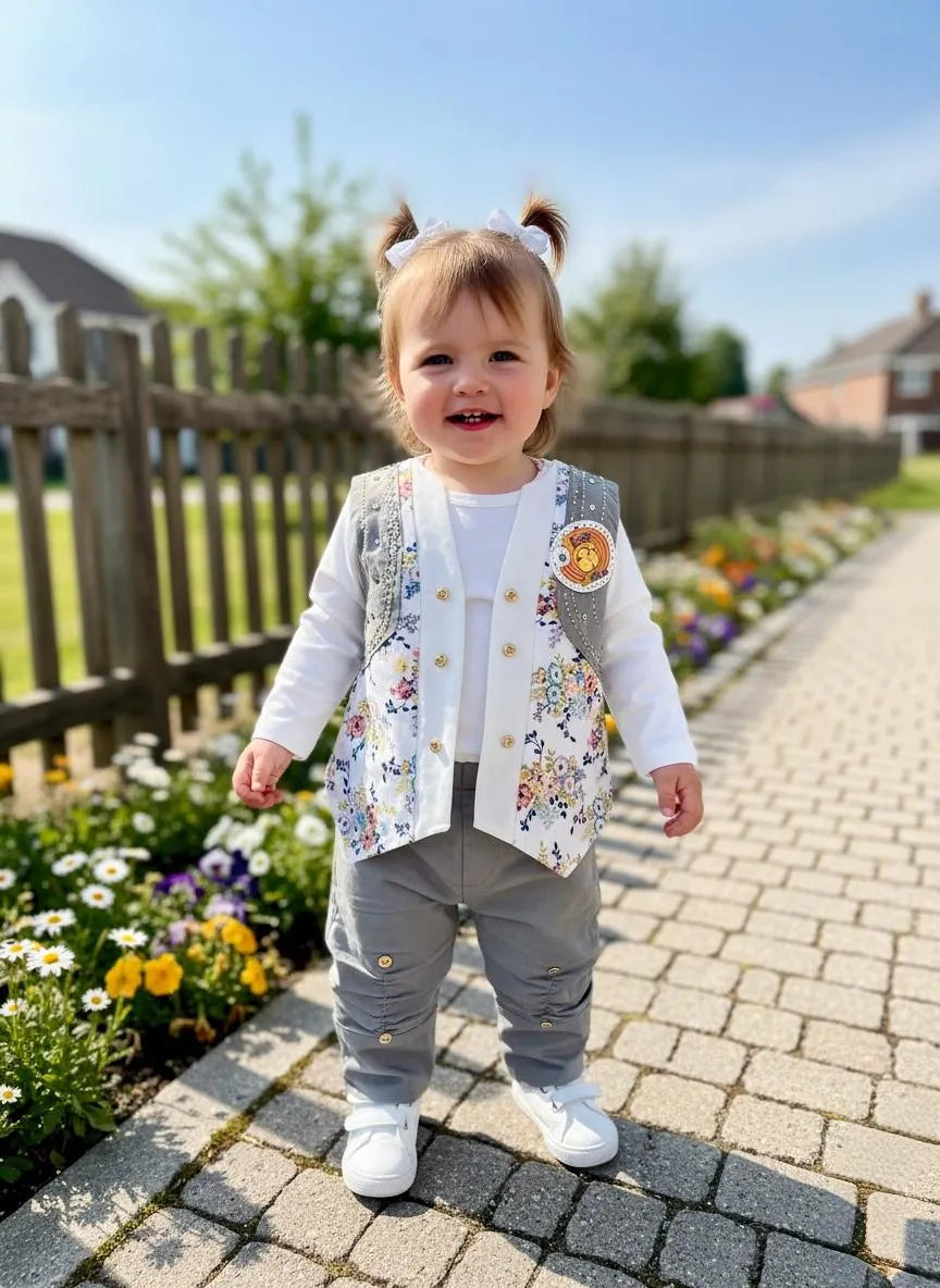 Baby Girl 2 Pcs Printed Shirt And Trouser Set 1 To 12 Month