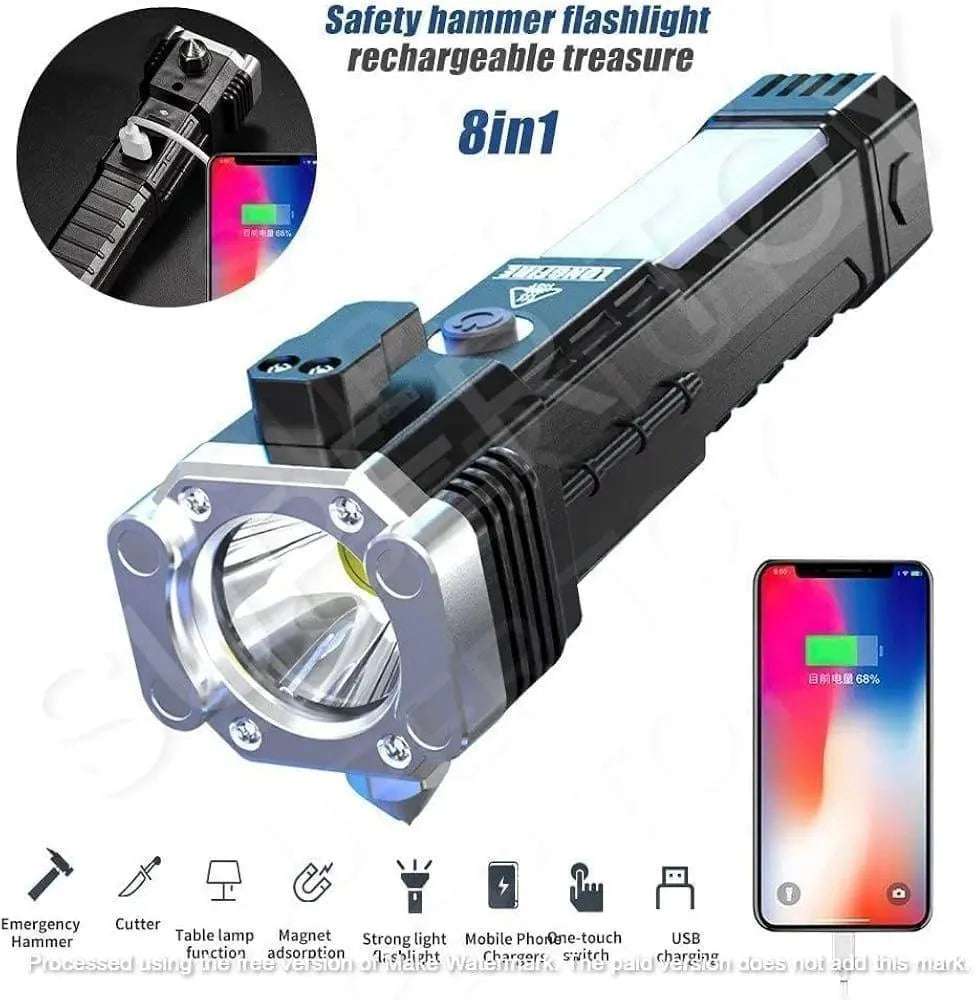 Rechargeable 1 Pcs Black Flashlight with Type-C Charging Port