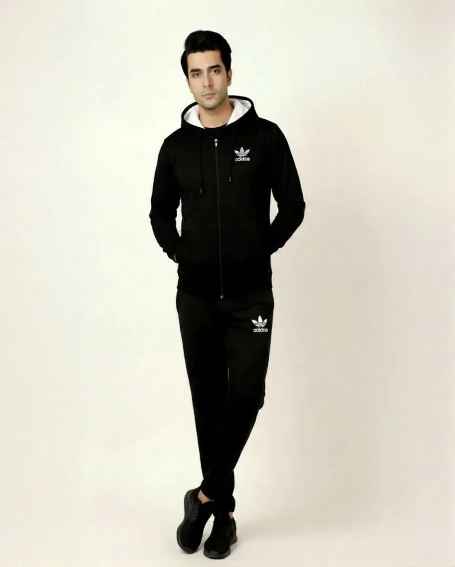 2 Pcs Men's Fleece Printed Sweatshirt Track Suit