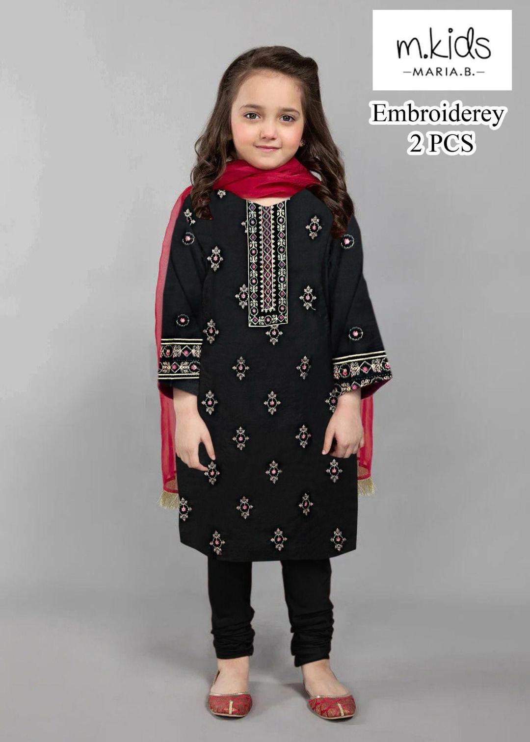 Stylish Girl's Embroidered Lawn Outfit - 2 Pcs Set